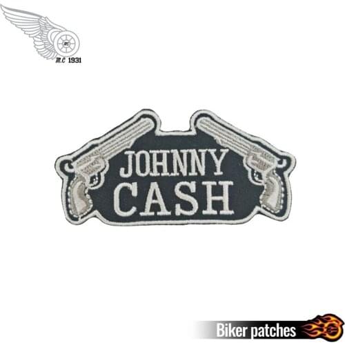Custom Design Logo Name JOHNNY CASH DOUBLE GUNS PATCH Iron On T-shit Cap Bag DIY Embroidery Badge
