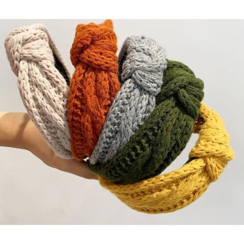 New Solid Color Woolen Headbands Headwrap High Quality Cotton Colorful Fluff Weave Knot Headbands Hair Hoops Headwear Wholesale