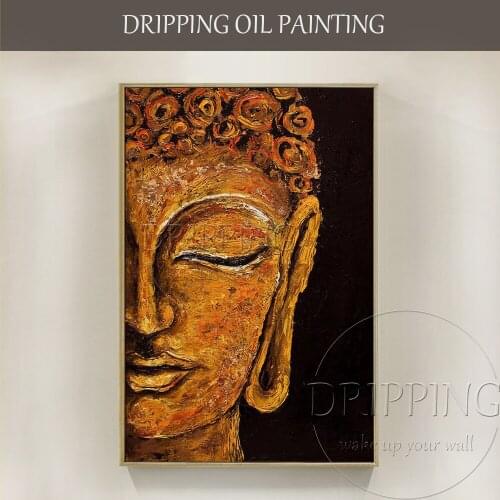 New Design Artist Hand-painted High Quality Modern Buddha Portrait Oil Painting on Canvas Buddha Head Oil Painting for Book Room