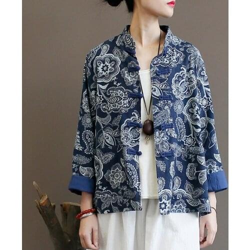 Chinese Style Clothing Women Coat Floral Tang Suit Retro Fashion Cardigan Jackets Top Oriental Clothing Shirt Lady Blouse 12367