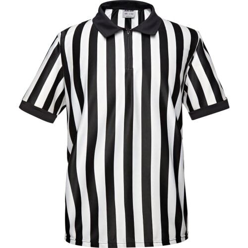 COLDOUTDOOR Official Pro-Style Collared Black & White Stripe Referee/Umpire Jersey, Great for Basketball, Volleyball, Football