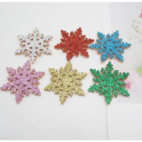30Pcs Glitter Snowflake Patch Appliqued DIY Craft Supplies Hair Accessories Materials Ornaments Kids Scrapbook Embellishments