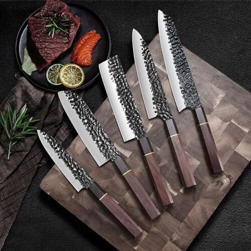 7.5"inch Professional chefs knife forging 8cr13vom Sanda knife Japanese style kitchen meat cutter with wooden handle