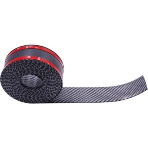 Carbon Fiber Rubber Moulding Strip Car Door Sill Scuff Plate Soft Black Bumper Strip DIY Sill Edge Guard Car Door Protector