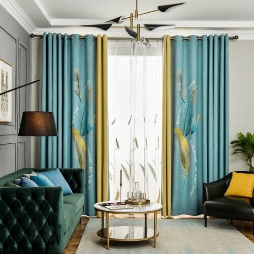Nordic Light Luxury Chenille Curtains Living Room Bedroom Study Single Flower Embossed Seamless Curtains