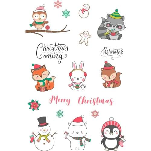 AZSG Christmas Winter Animals Clear Stamps For DIY Scrapbooking Decorative Card Making Crafts Fun Decoration Supplies 11*16cm