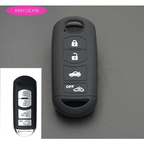 Xinyuexin Silicone Car Key Cover FOB Case For MAZDA 3 5 6 CX-5 CX-7 CX-9 Miata Remote Key Silica Gel Cover Car-styling 4Buttons