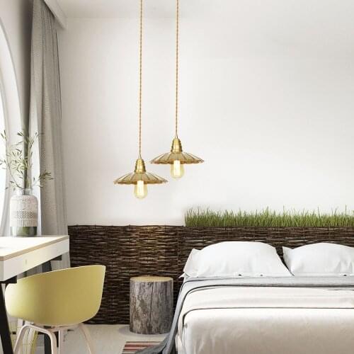 Nordic modern glass pendant lamp E27 bulb copper Lamp head Glass Shade Pendant Lamps Bedside pendant light Bedroom/restaurant