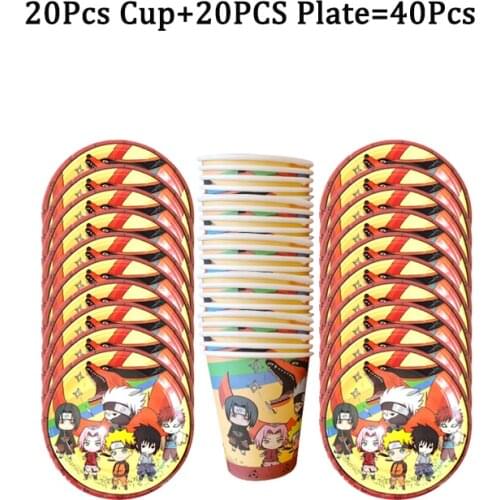 High Quality Party Decor Japan Anime Theme 20Pcs/40Pcs Wedding Birthday Party Paper Cups Plates Party Supplies For 10/20 People