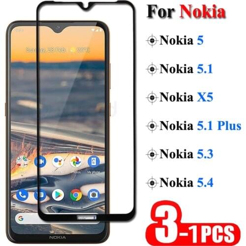 1-3Pcs Full Cover Premium Tempered Glass For Nokia 5.3 5.4 Screen Protector Protective Glass For Nokia 5 5.1 Plus X5 Glass Film