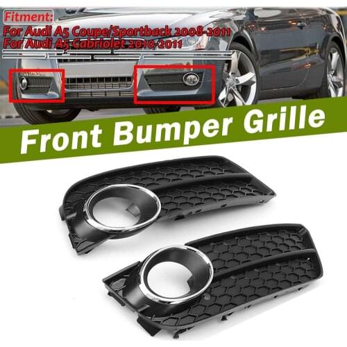 1Pair Chrome Car Front Bumper Lower Fog Light Lamp Grille Grill Cover For Audi A5 2008 2009 2010 2011 Fog Light Grill 8T0807681