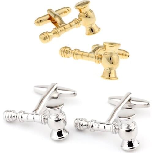 10pairs/lot Silver/Gold Lawyer Hammer Cufflinks Copper Plating Cuff Links Mens Jewelry Accessory Business Style
