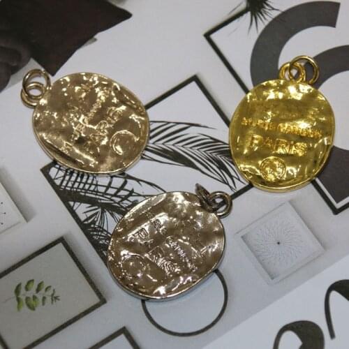 10Pcs irregular shape Gold Button Clothes High-quality Metal C Pendant amulet Sewing Needlework charms accessories