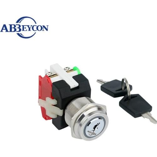 22mm Self-locking Key Switch LED Ring Illuminated Light Waterproof Push Button Switch With Button On-Off Latching Key Switch