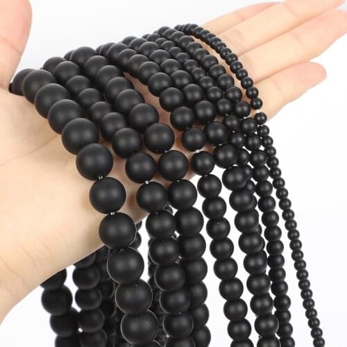 4-12mm Dull Polish Matte Natural Stone Scattered Beads Black Agat Beads Loose Beads For Jewelry Making Bracelet Neck