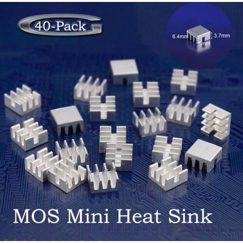 40 pieces Gdstime RHS-01 6mm Aluminum MOS Mini Heat sink For Router IC Chip 6.35mm x 6.3mm x 3.5mm Radiator