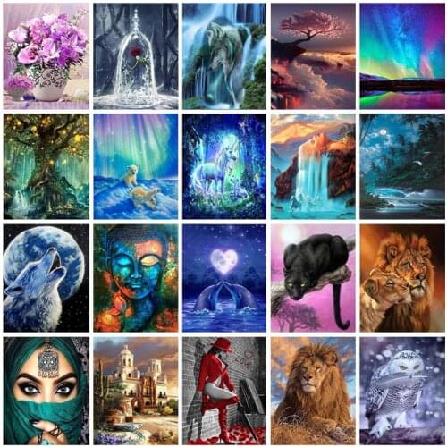Diamond painting landscape mosaic art embroidery animals stitch rhinestone picture puzzle toy children gifts wall decor crafts