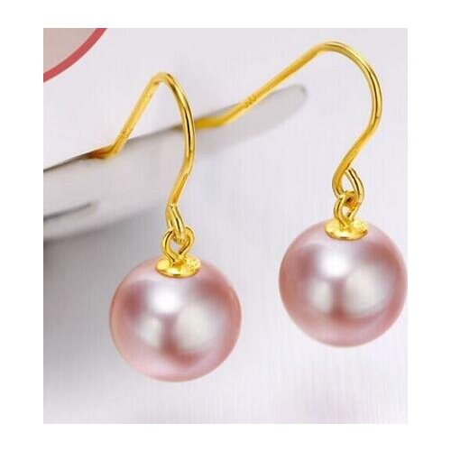 Free shipping luxury Noble jewelry charming luster AAA10- 11mm south sea lavender pearl earring
