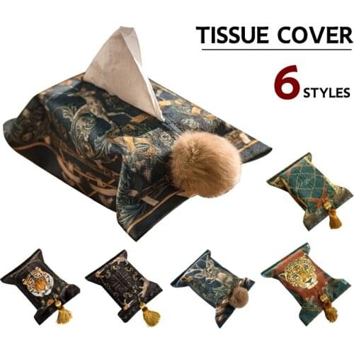 British Plush Cloth With Tassel Tissue Box Container Napkin Paper Holder Storage Box Case Pouch For Home Car Table Decoration