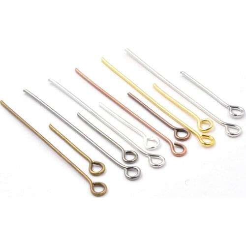 200pcs Mixed Metal Color 11size 16-50mm Eye Head Pin Needles Beads Supplies for Jewelry Making Accessories Earring Findings Diy
