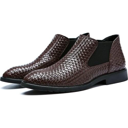 COSIDRAM Men Pu Leather Boots Winter Shoes Fashion Male Low Heels Boots New 2018 Confortable Men Brithsh Shoes BRM-038