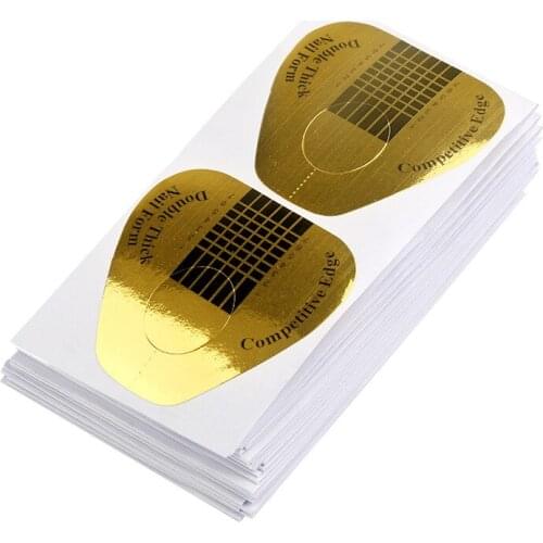 100pcs Rolled Manicure Horseshoe-shaped Paper Holder Phototherapy Nail Mould Nail Holder Gold Extension Crystal Nail Aids