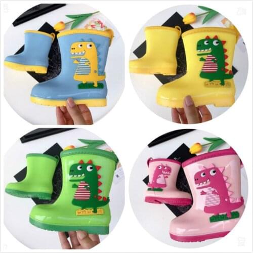 Childrens Dinosaur rain shoes 2020 new boy rain boots high tube cartoon girl water shoes non slip PVC baby water boots SH19096