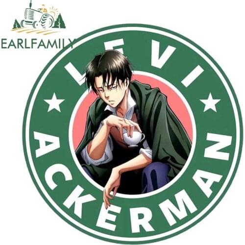 EARLFAMILY 13cm x 13cm for Attack on Titan Levi Ackerman Car Stickers Anime Vinyl Decal Car Accessoires Campervan Trunk Decals