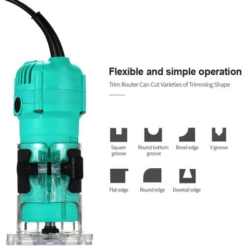 KKmoon 110V 800W Trim Router with Transparent Base Edge Guide Wood Laminate Electric Trimmer Compact Palm Router Corded