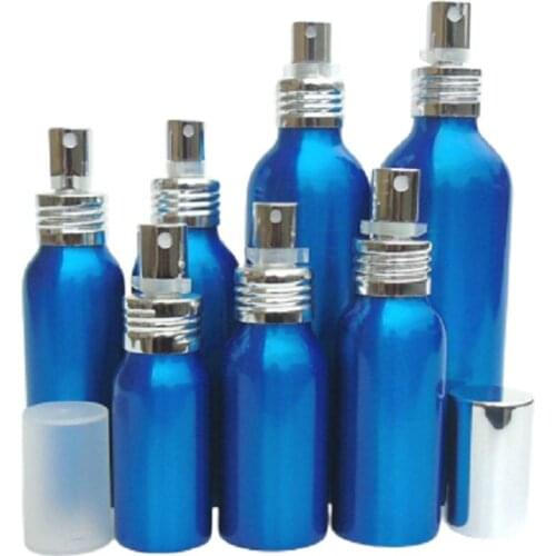 30ml 50ml 60ml 80ml 100ml 150ml Exquisite Blue Spray Bottle High Quality Metal Aluminum Perfume Atomizer Parfum Bottle 20pcs/lot