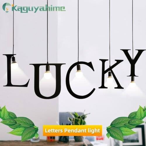 Kaguyahime Pendant Lights E27 DIY Letter Hanging Light Creative A to Z Iron LED Hanglamp Nordic Decor Home Lamps For Living Room