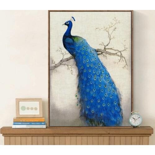 Wild Animal Peacock Retro Painting Nordic Style Decorative Painting Modern Interior Decorative Art Painting(No Frame)