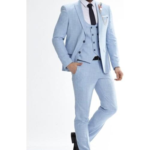 Handsome Groomsmen Peak Lapel Groom Tuxedos Mens Wedding Dress Man Jacket Blazer Prom Dinner (Jacket+Pants+Tie+Vest) A127