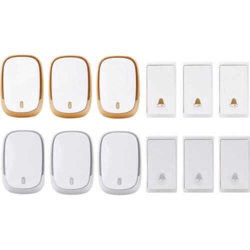 Hot bell kits 3 push 3 receiver wireless door bell emitter free of battery wireless doorbell ip44 200M work chime door ring