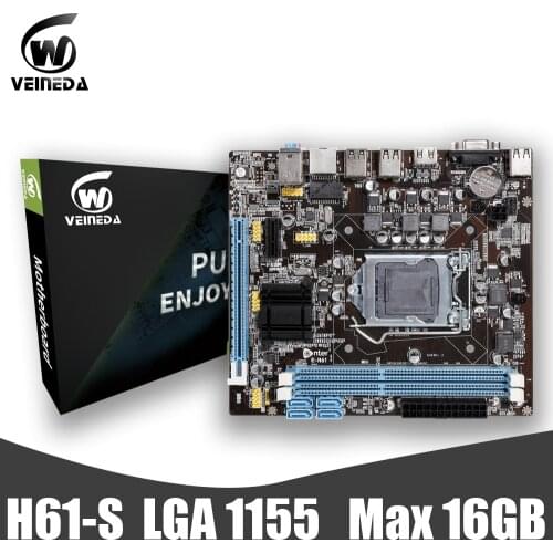 VEINEDA H61 Motherboard LGA 1155 For Intel H61-S DDR3 Memory Dual channel 16GB Desktop MainBoard LGA1155 For I3 I5 I7