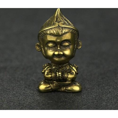 Copper Monkey King Figurines Tea Table Tea Pet Miniatures Home Office Decoration Brass Monkey Bronze Statue Car Decor Crafts