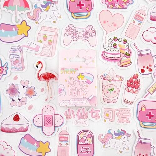 46 pcs Creative Cute Stickers Kawaii Paper Stationery DIY Scrapbooking Diary Label Stickers Album Stick Label Stationery