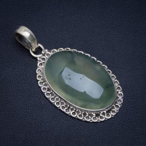 Natural Prehnite Handmade Unique 925 Sterling Silver Pendant 1.75" A4799