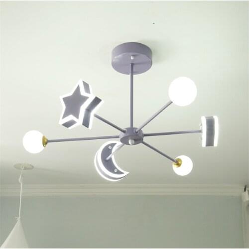 Nordic Childrens Room Purple Chandelier Glass Ball Lamp Bedroom Study Dining Room Fixture Living Room Home Decoration Lighting