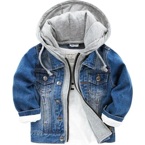 New Baby Boys Denim Jacket Classic Zipper Hooded Outerwear Coat Spring Autumn Children Clothing Kids Jacket Coat DQ110