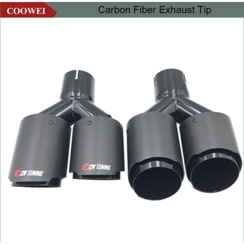 One Pair Universal Dual Carbon Fiber Exhaust Tip Modified Exhaust Pipe Black Stainless Steel Quad Muffler Tip For Car