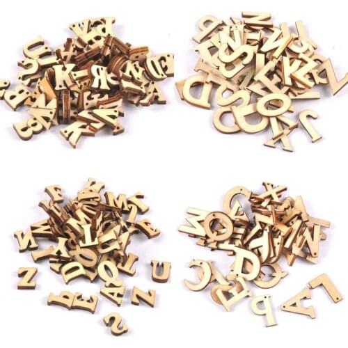 100Pcs Letter Alphabet Wooden Pendent Hanging Crafts DIY Scrapbooking Unfinished Wood Slices Handmade Home Decoration m2203