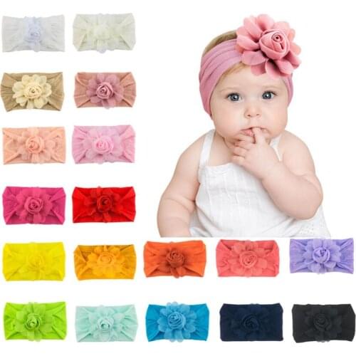 36pcs/Lot Rose Chiffon Flower Headband For Girls Baby Newborn Turban Head Wraps Newborn Hairband