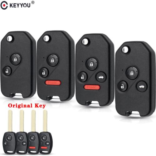 KEYYOU Flip Key Shell Fit for Honda Civic CRV Frontal Accord Folding Key Case Cover Car-styling 2/3/4 Buttons Remote Case