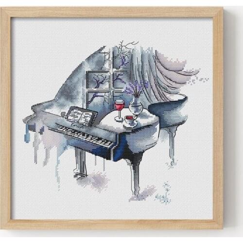 Romantic Autumn Melody-Piano Clover Counted Cross Stitch 11CT 14CT 18CT Cross Stitch Kits Embroidery Needlework Sets