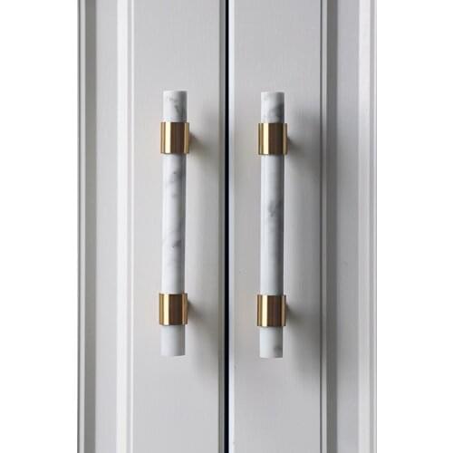 Natural Stone + brass Knobs European T Bar Handles Drawer Pulls Kitchen Cabinet Knobs and Handles Furniture Hardware
