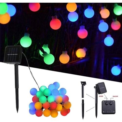 Solar LED Crystal Ball String Light Waterproof Outdoor Garden Landscape Lamp for Party Wedding Decor
