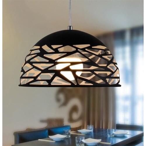 Modern Pendant Light Semi Circular Nordic Study Chandelier Dinning Room Restaurant Bar Cafe Hollow Iron Lamp Hanging Lights