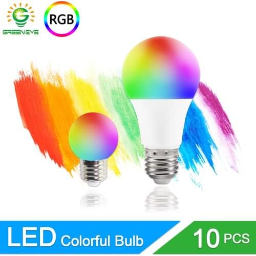 10pcs RGB Led Bulb E27 3W 7W led lamp A60 G45 Led Light Colorful SMD 2835 220V 240V Flashlight Globe Bulb indoorlight for home