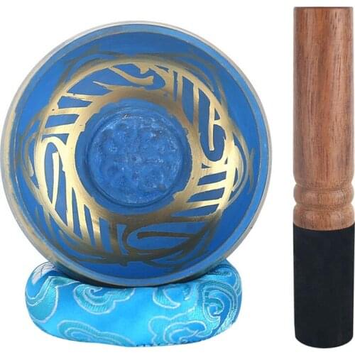 Tibetan Singing Bowl Set Handcrafted with New Dual-End Stroker Cushion for Meditation Yoga Spiritual Healing Mindfulness